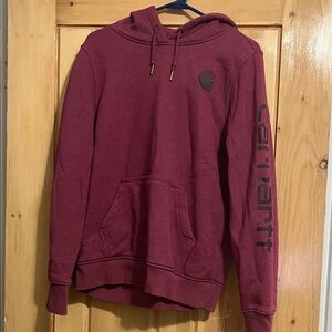 Carhartt Maroon Hooded Sweatshirt with Black Logo